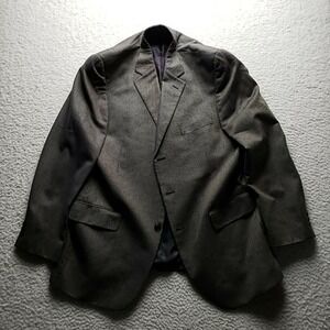 Silverstone Parisian Blazer Mens 48L Brown Check Wool Silk Sport Coat Jacket